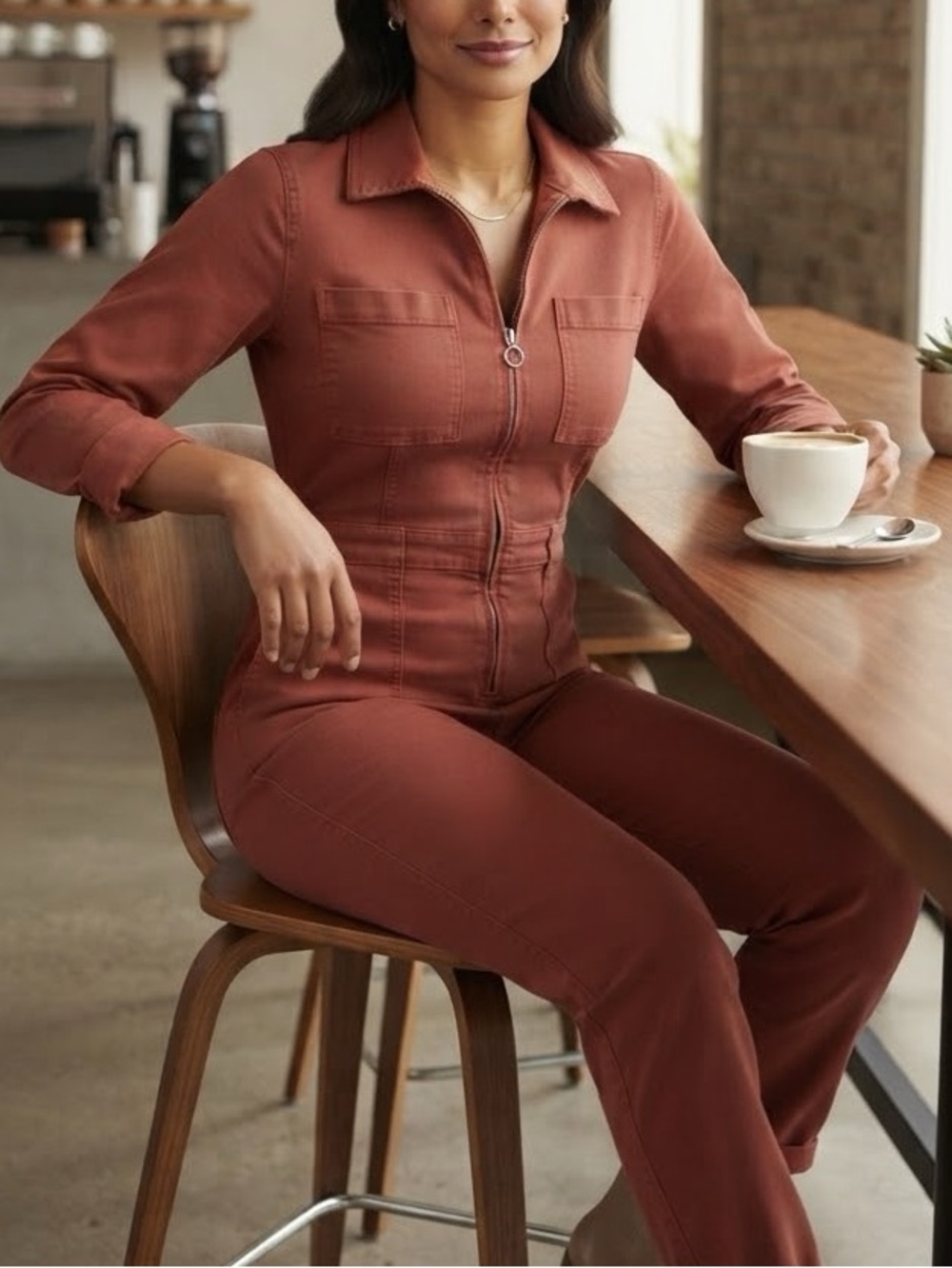 Aritzia Wilfred Free Zip-Front Long Sleeve Jumpsuit Size 2